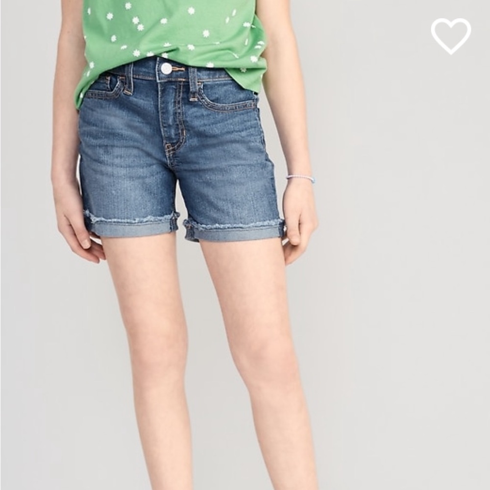 Girls Old Navy High Waisted Roll Cuffed Cut Off Jean Shorts
